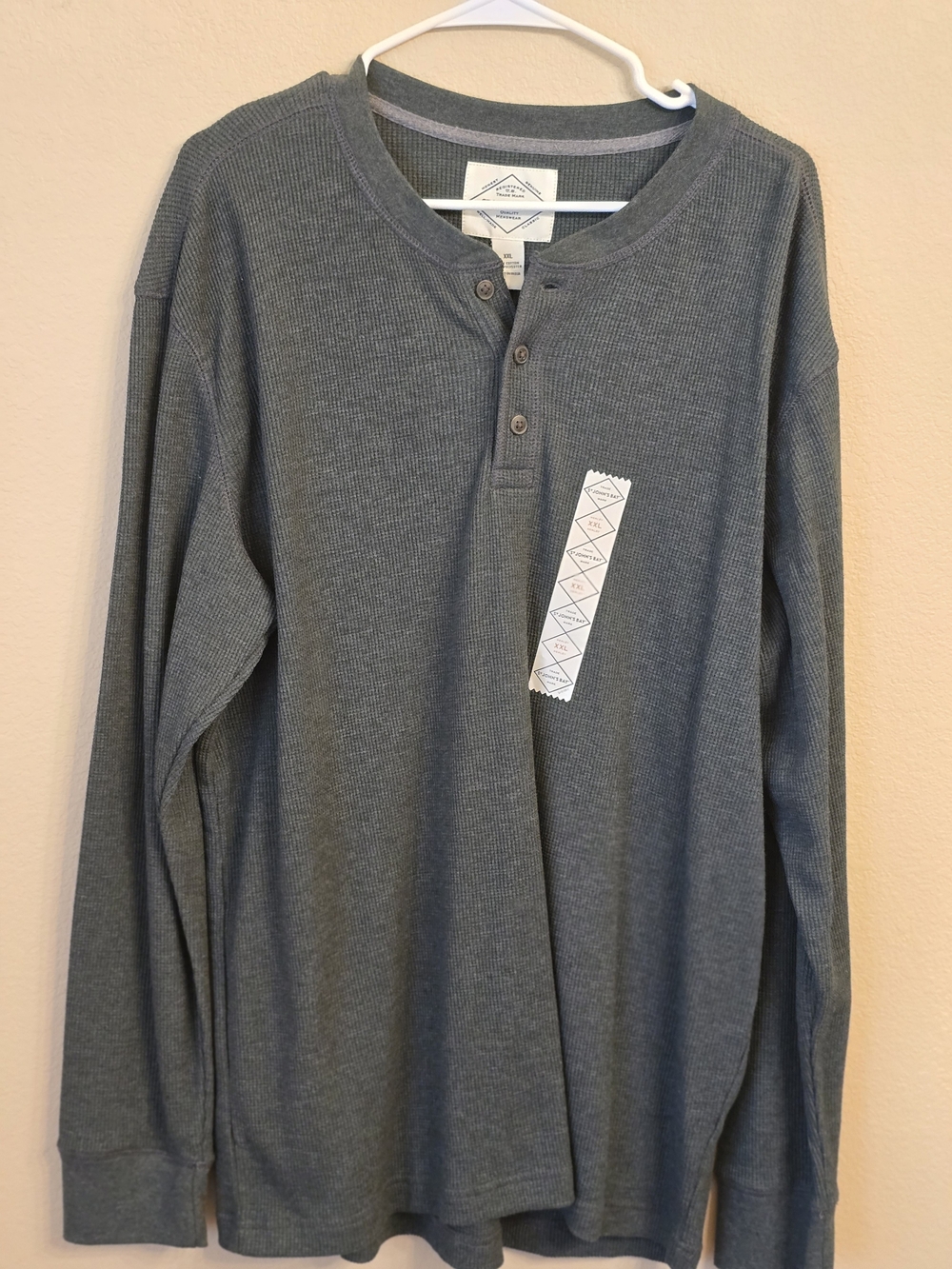 St. Johns Bay Heather Green Henley Long Sleeve Thermal Shirt Size XXL Mens